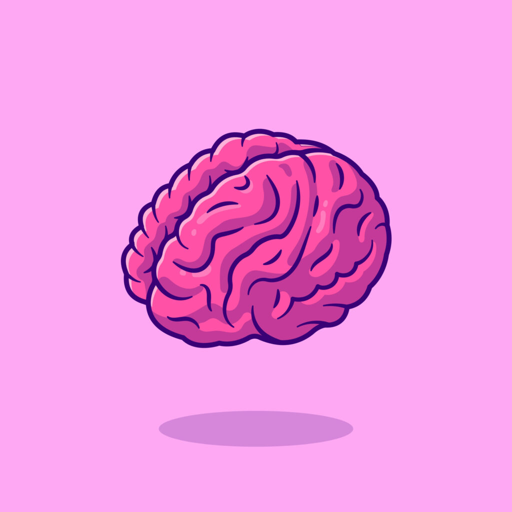Illustration of pink brain on pink background