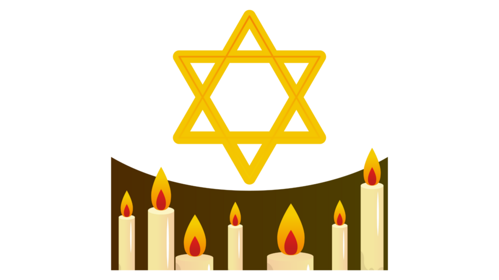 Star of David above candles
