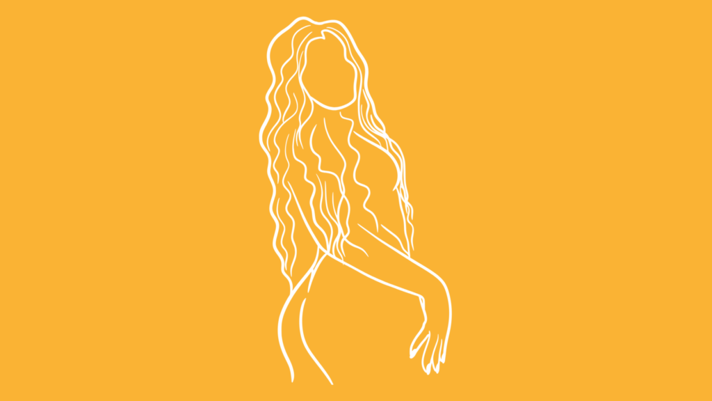 Line drawing of a ladies body