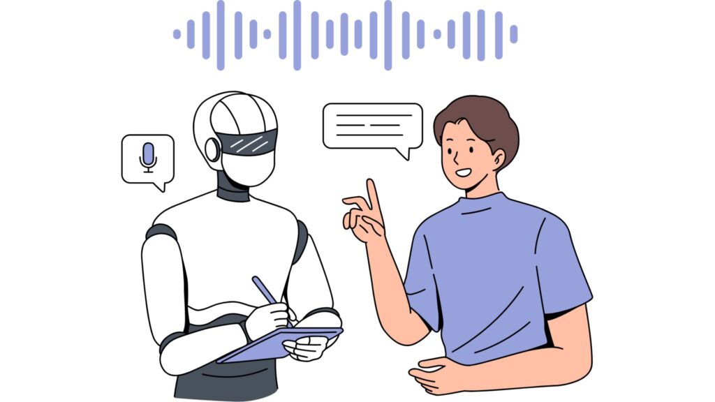 Boy talking to a robot