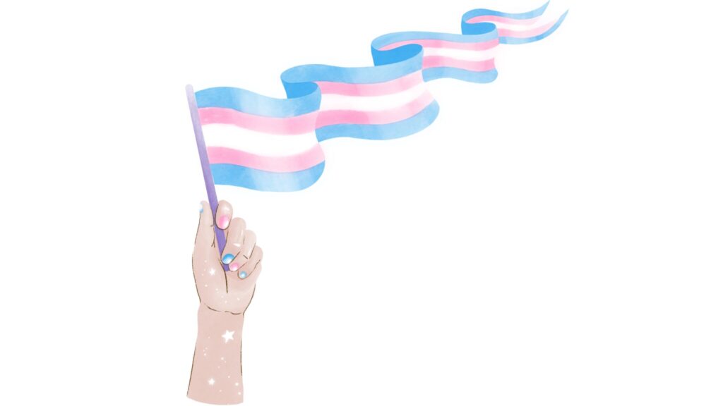 Trans flag waving in the wind