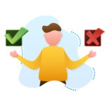 Man choosing between two options yes and no. Vector stock illustration - for Apps and Websites blog