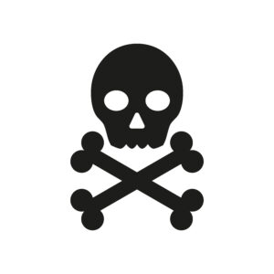 Skull and crossbones icon on white background, vector.