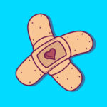 Cartoon image of two plasters crossing with heart image on the top plaster