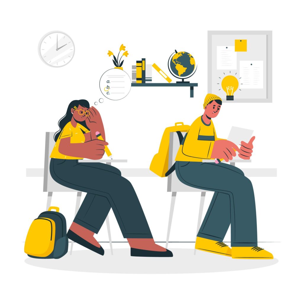 Two people sitting an exam