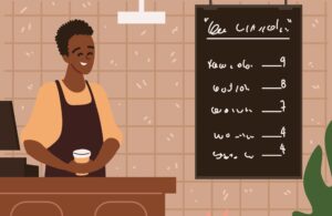 employee in restaurant counter